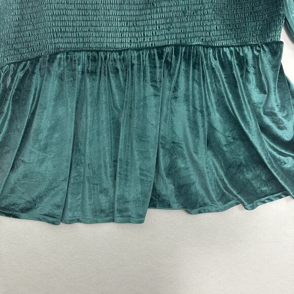 Torrid Velvet Corset Peplum Top Womens 5X Green Stretch Holiday Retro Romantic - Picture 9 of 16